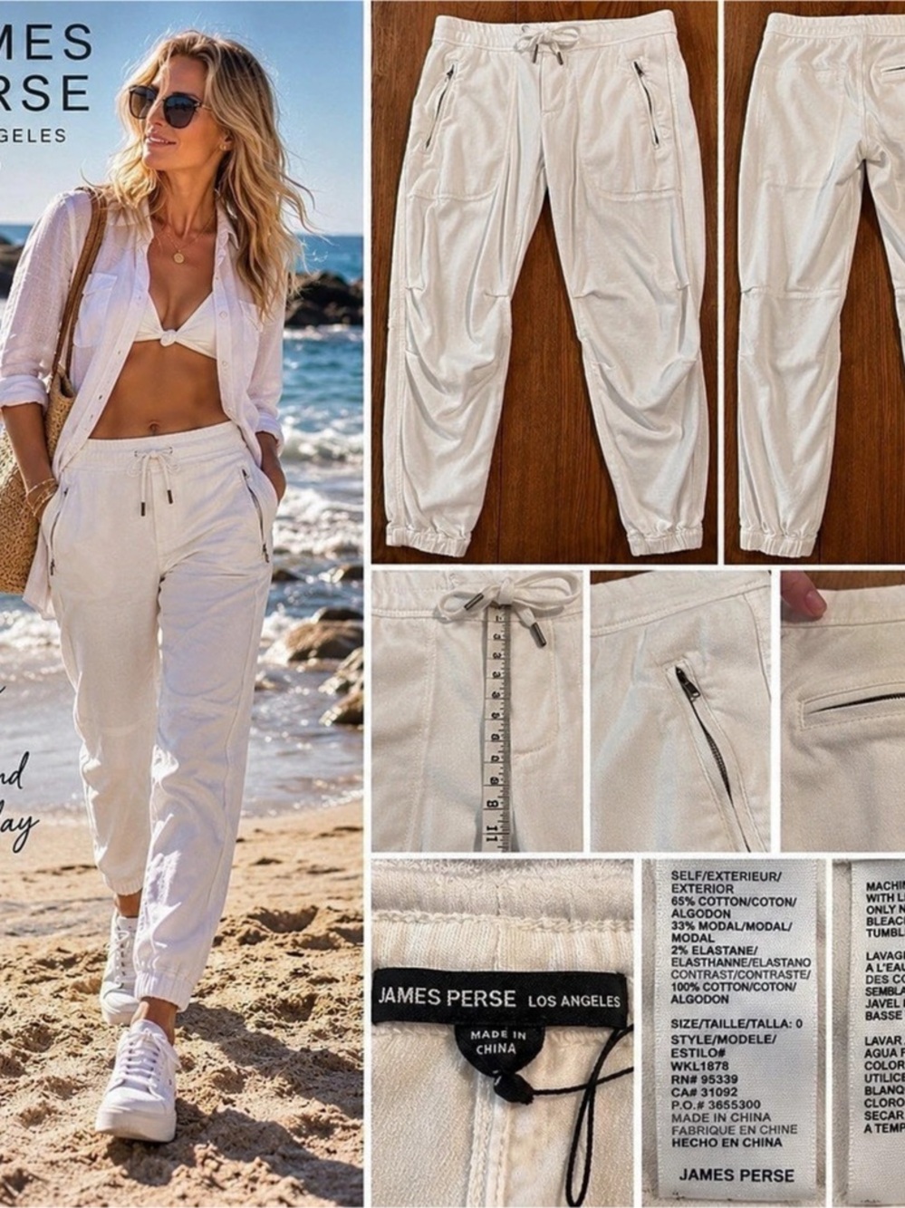 James Perse Estilo Cotton Jogger Pants in White Size 0 Like New